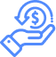 Icon of a hand holding a dollar coin, symbolizing payment collection or revenue generation.